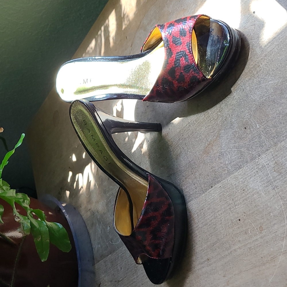 Sexy red and black leopard print mules 8.5